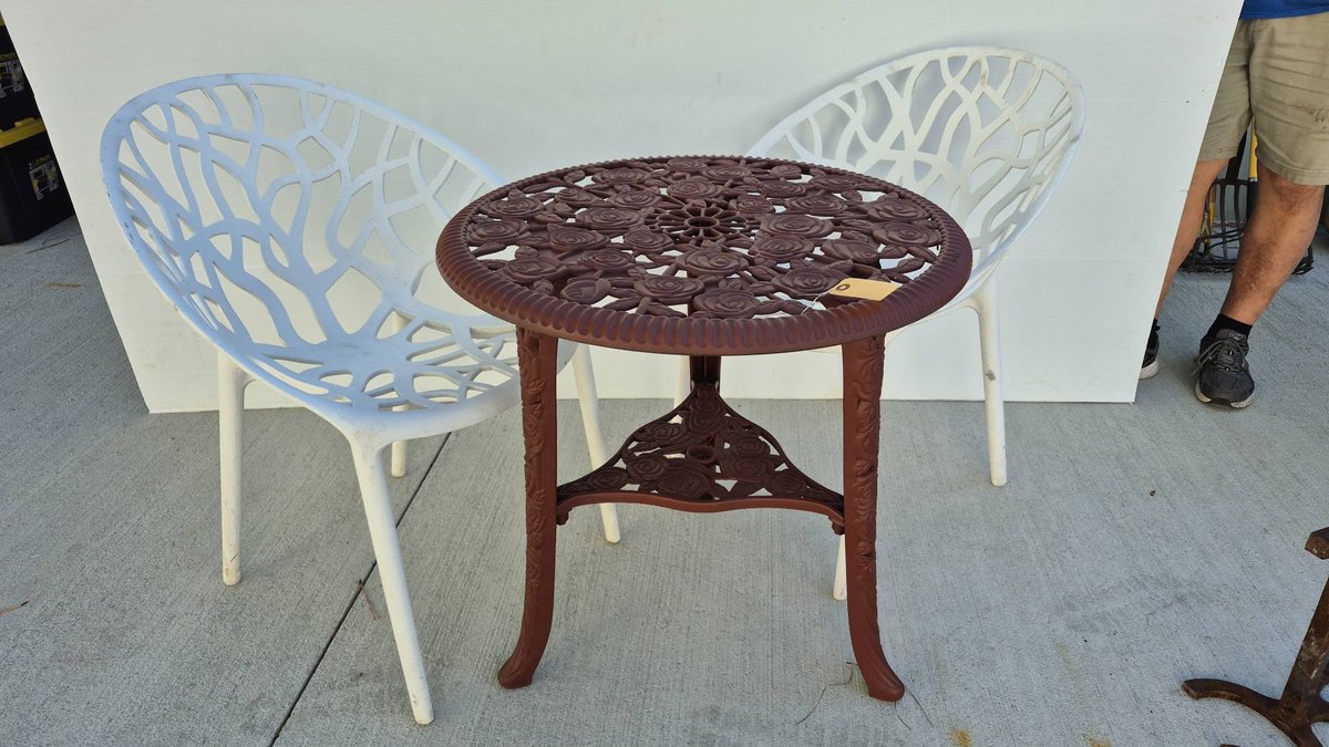 Plastic Outdoor Bistro Table and Two Chairs