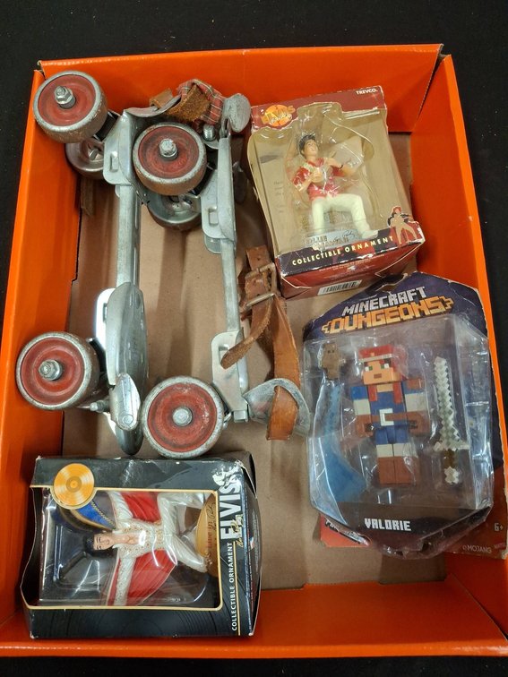 Roller Skates, Elvis Ornaments & Minecraft Toy