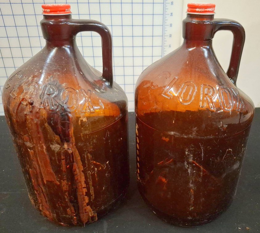 Brown Glass Clorox Jugs With Caps