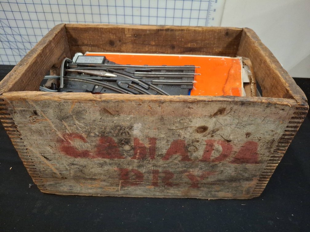 Lionel Train Tracks & Transformer in Canada Dry Box