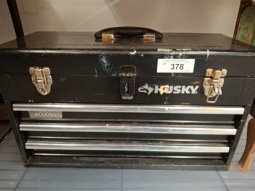 Husky Metal Toolbox With Assorted Hand Tools