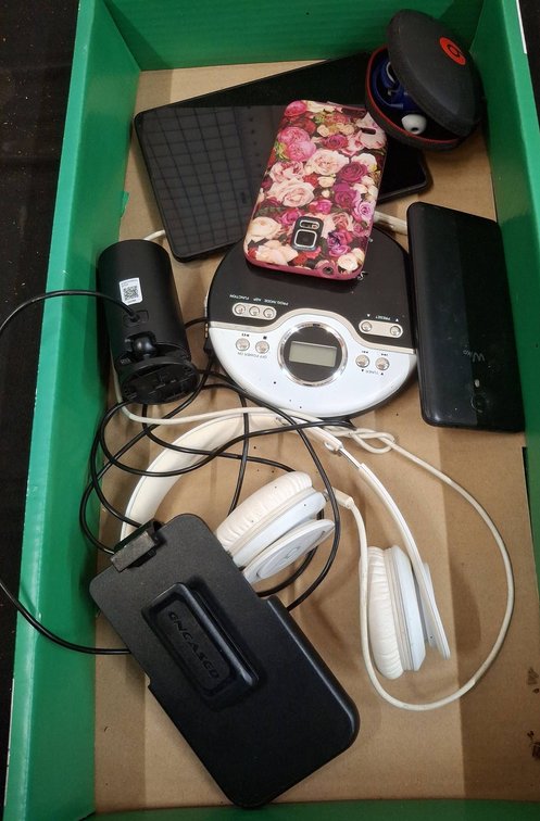 Electronics Lot: Headphones, Phones, Discs