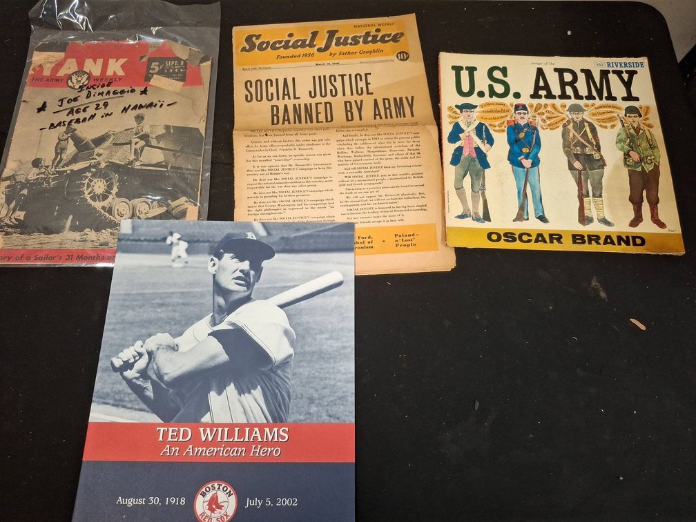 Army Ephemera and Ted Williams Card