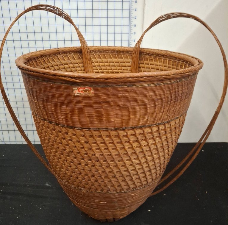 Large Woven Basket with Loop Handles