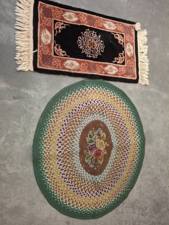 Two Handmade Wool Area Rugs Assorted Styles 37"×43" and 45"×22"