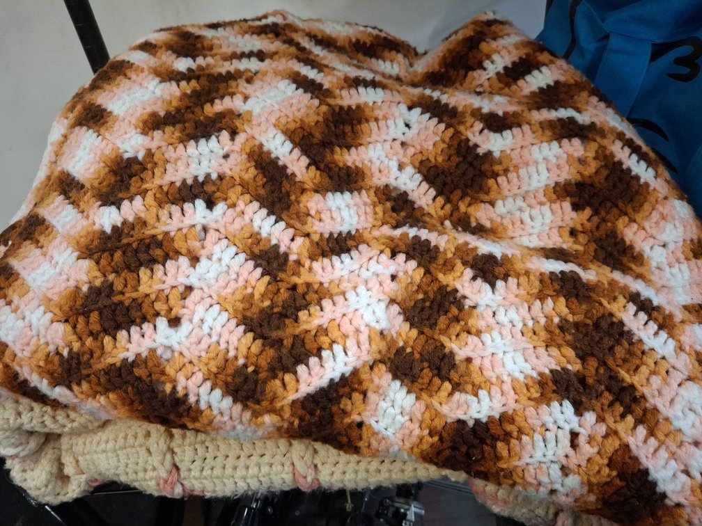 Two Handmade Crochet Afghans, Multicolor