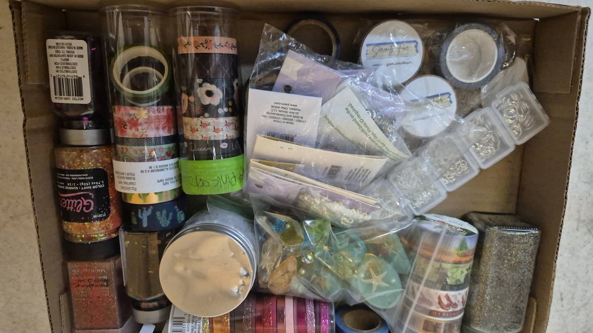 Craft Supplies Lot: Glitter, Tape, Charms