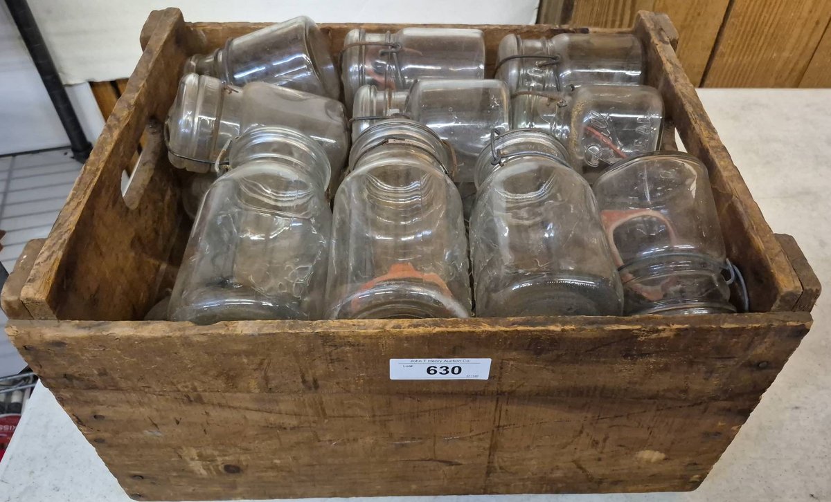 Wood Crate with Ball Ideal Glass Canning Jars