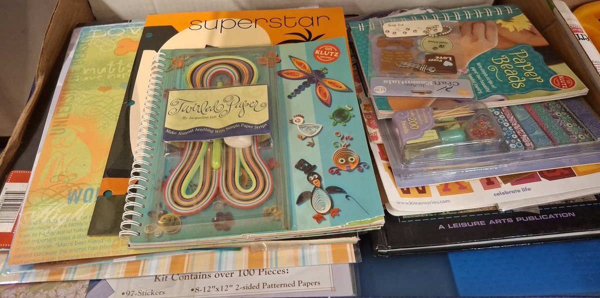 Crafting Lot: Paper, Beads, Stickers, Books