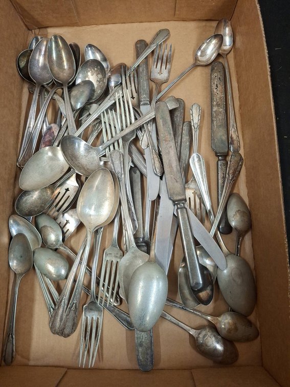 Box Lot of Assorted Silverplate Flatware
