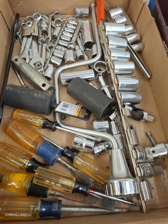 Box Lot Craftsmann Tools Sockets Wrenches Drivers