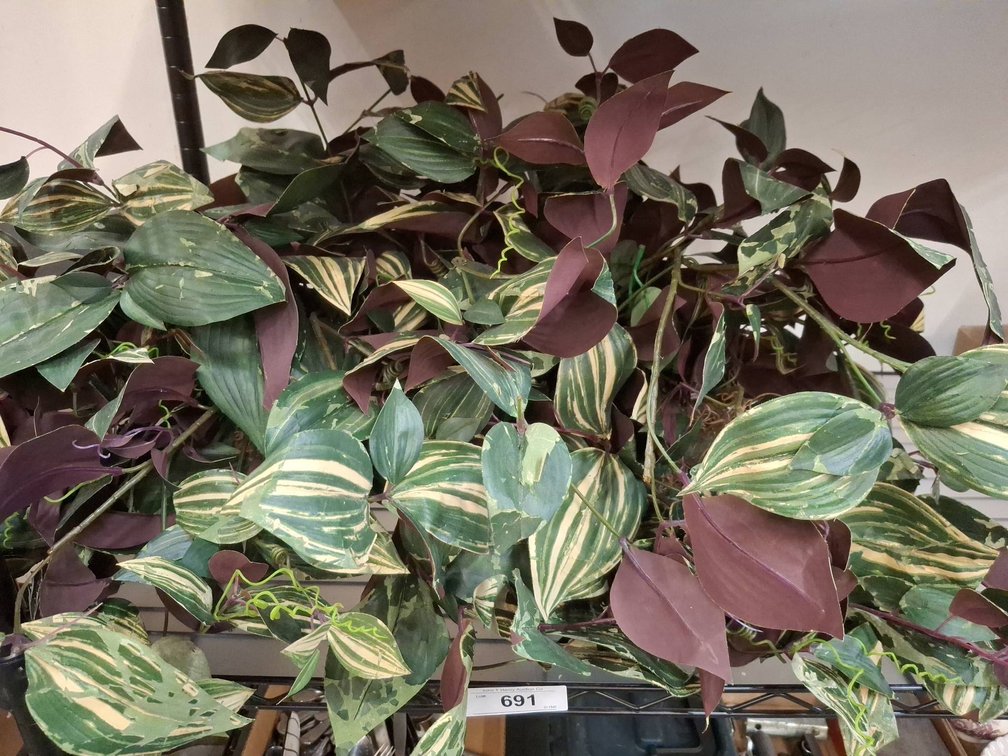 Artificial Green and Purple Leaf Plant Decor