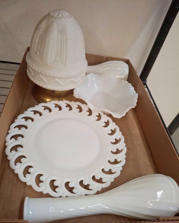 White Milk Glass Decorative Lot