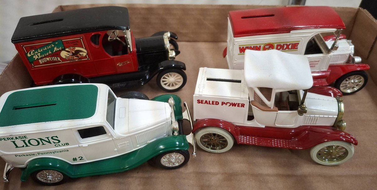 4 Die-Cast Bank Vehicles Lions Bud Winn Dixie