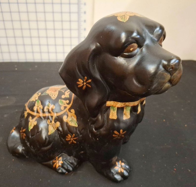 Decorative Black Ceramic Dog Figurine