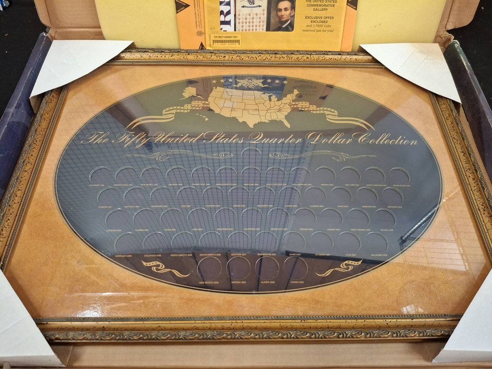 Framed 50 State Quarter Collection Display 26"×19"