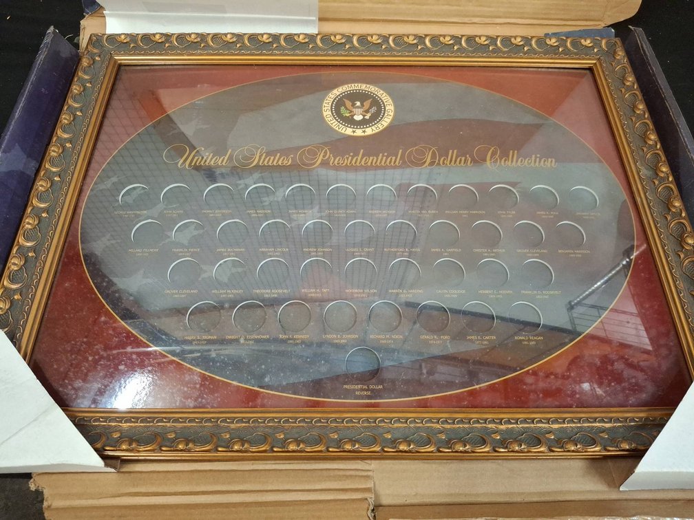 Framed 27"x20" US Presidential Dollar Display