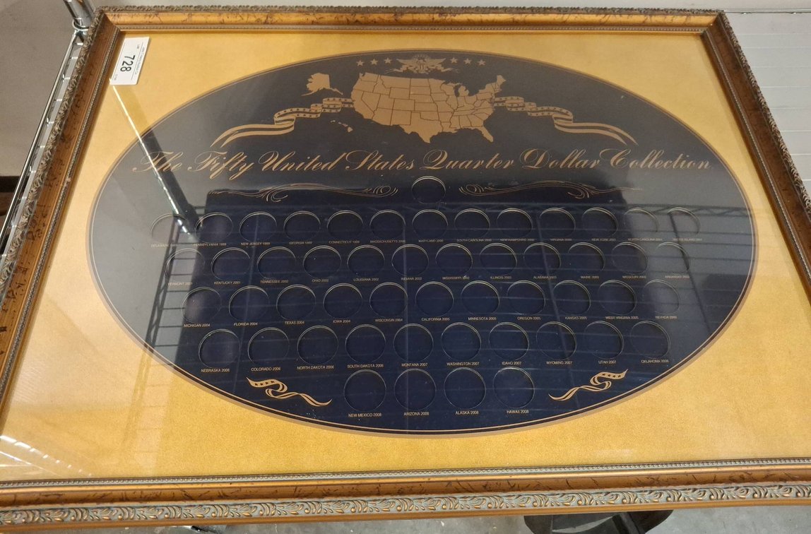 50 States Quarter Collection Display Frame 19"×26"