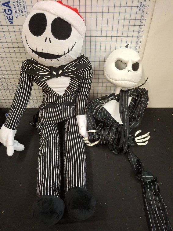 Pair Jack Skellington Plush Dolls, 44" Tall