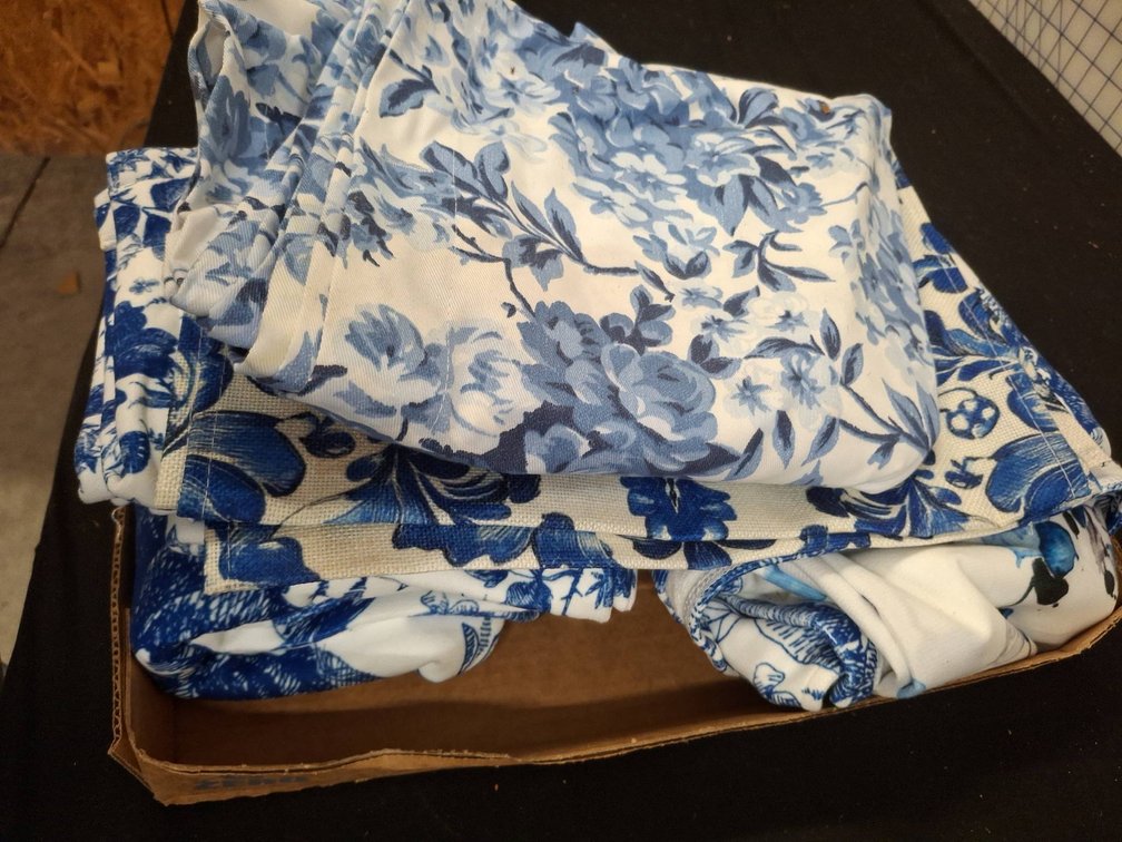Blue Floral Pattern Fabric Pieces