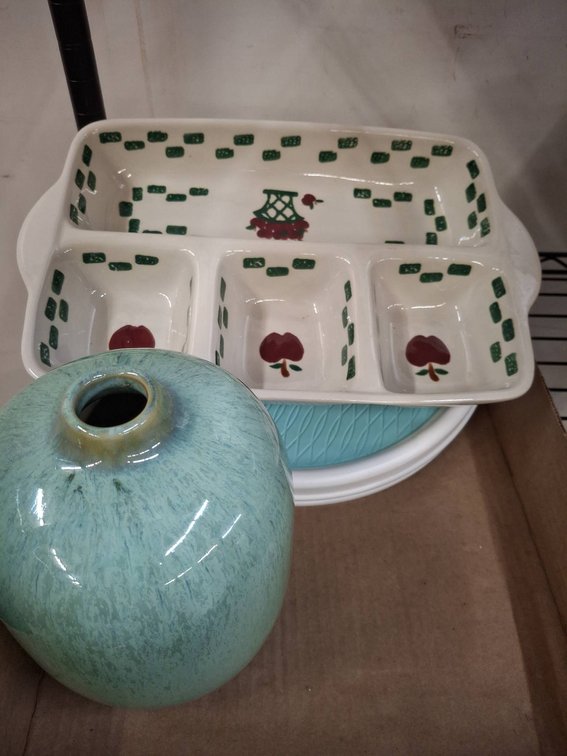 Divided Ceramic Tray, Elevarre Vase & OXO Turntable
