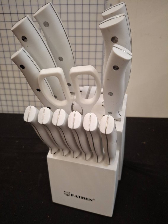 Katisun White Knife Block Set, 12 Pieces