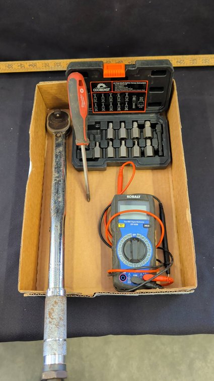 Tool Lot: Torque Wrench, Screwdriver, Multimeter