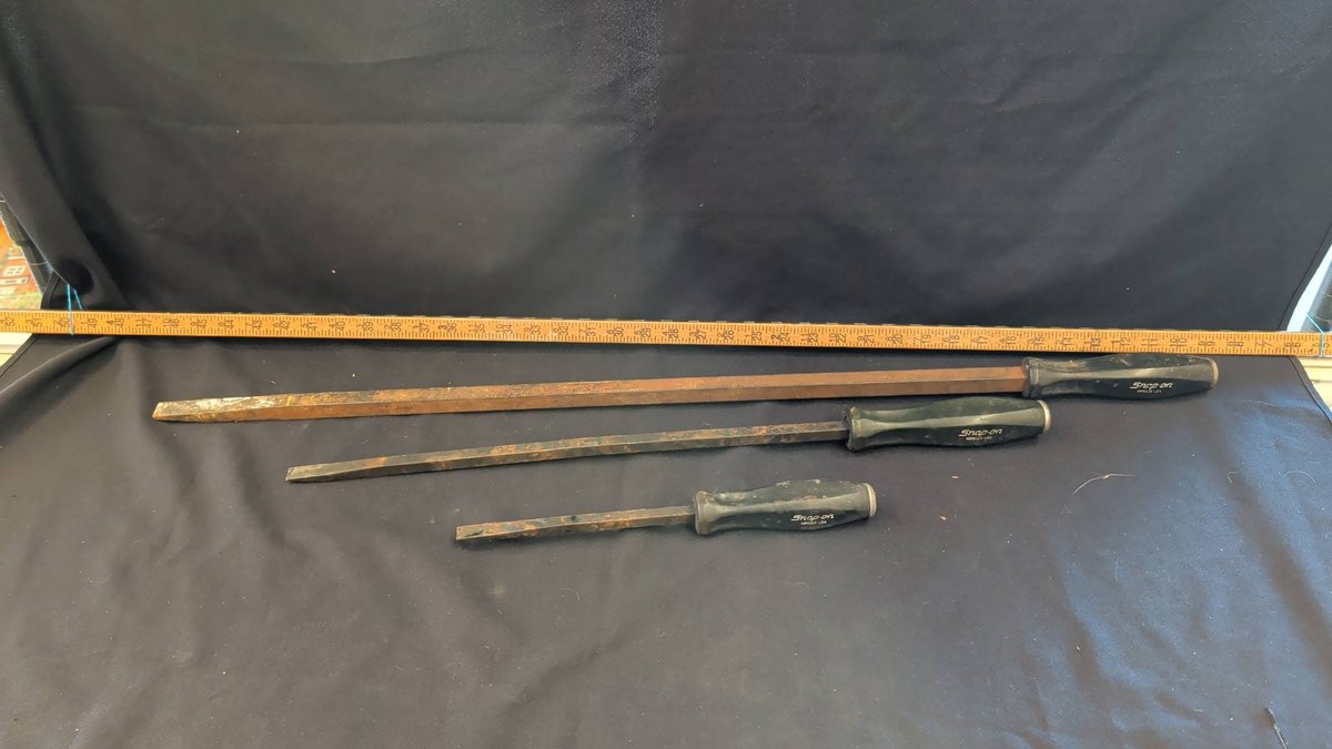 3 Large Screwdrivers Black Handles