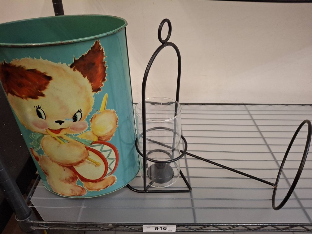 Decorative Puppy Drum Can & Paper Towel Holder