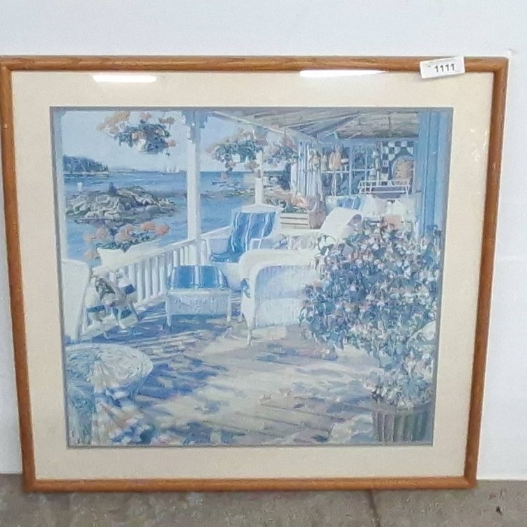 Framed Coastal Porch Print, 30x30 Inch