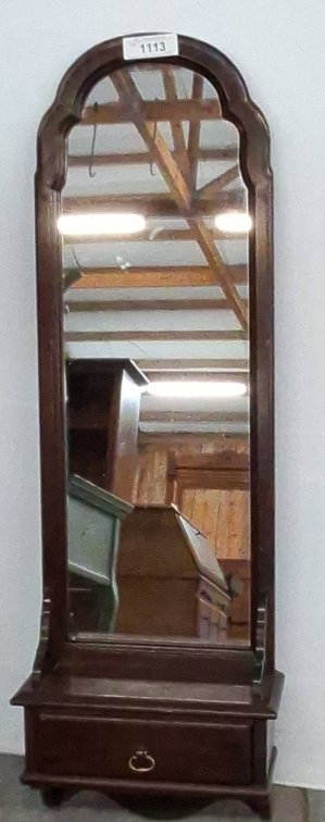 Wood Framed Mirror With Drawer, 13x6x40 Inches