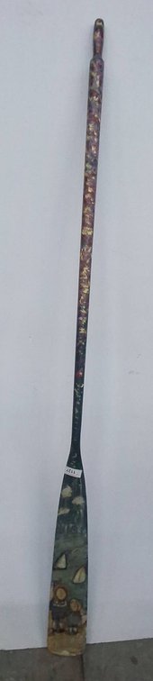 Hand-Painted Wooden Oar with Nautical Design