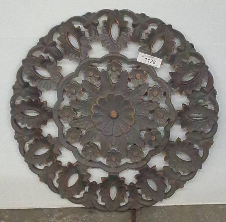 Wooden Ornate Floral Round Wall Decor, 24 Inch