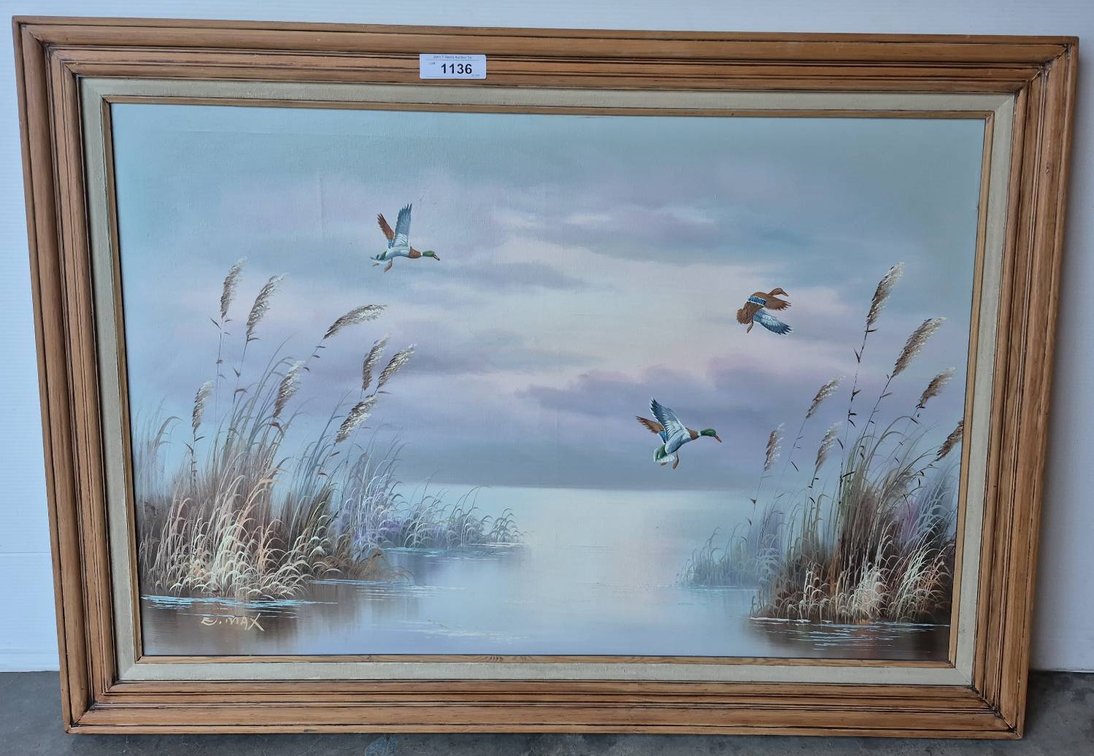E. J. Max Framed Waterfowl Painting 42x30"
