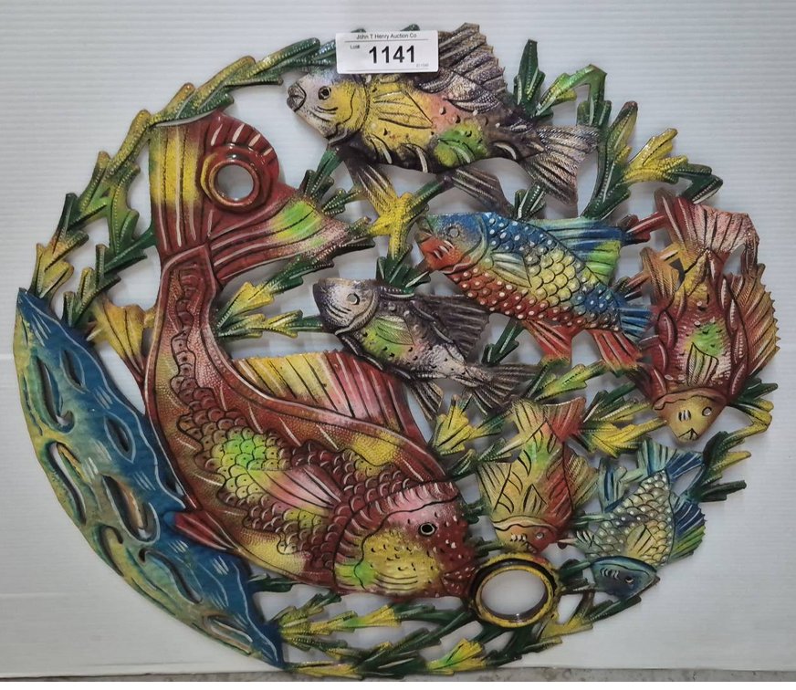 23" Colorful Metal Fish Wall Art Decor