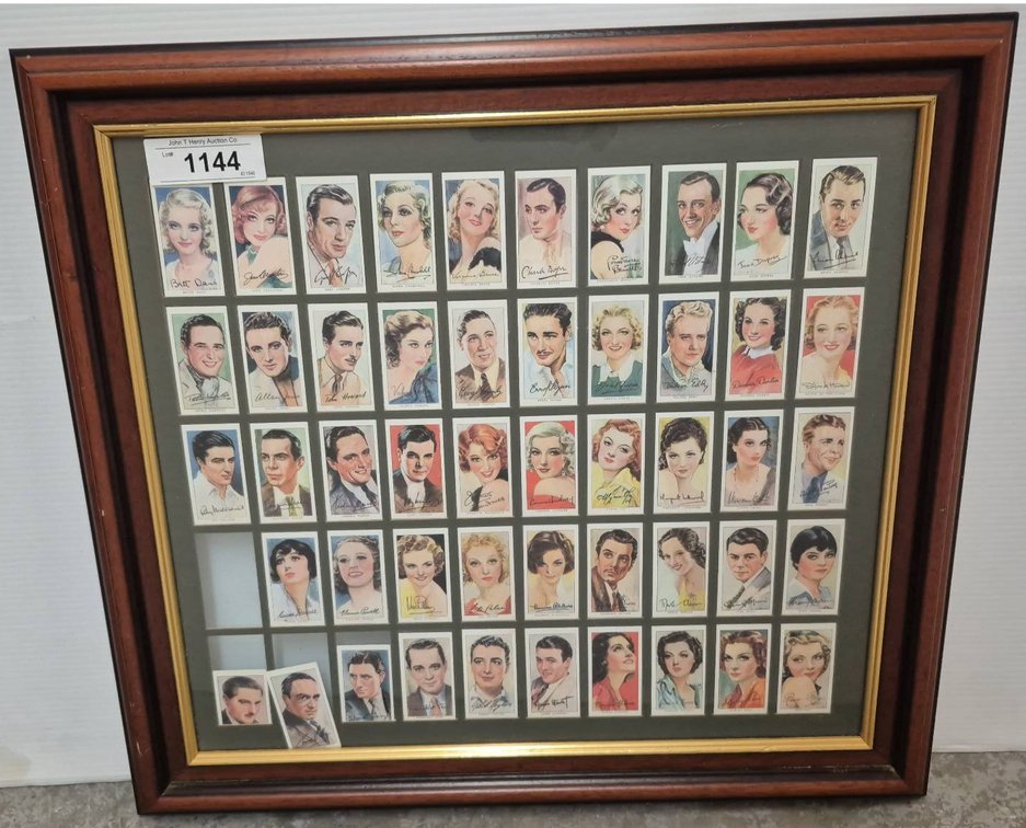 Framed Celebrity Trading Card Lot, 22x20 Inches