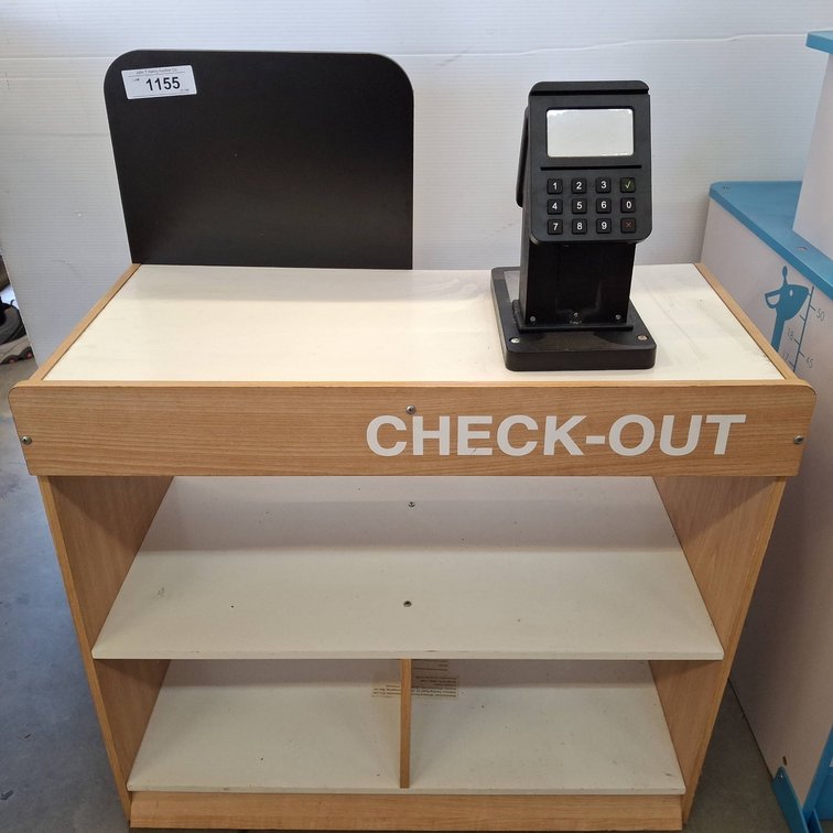 Child's Wooden Check-Out Stand With Keypad