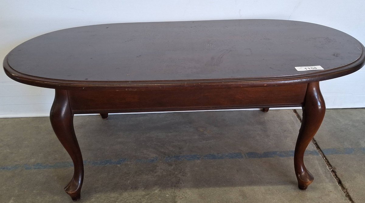 Dark Wood Oval Coffee Table 42x23x15 Inches