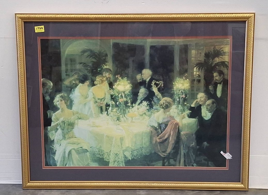 Framed Dining Table Scene Art Print 43x32