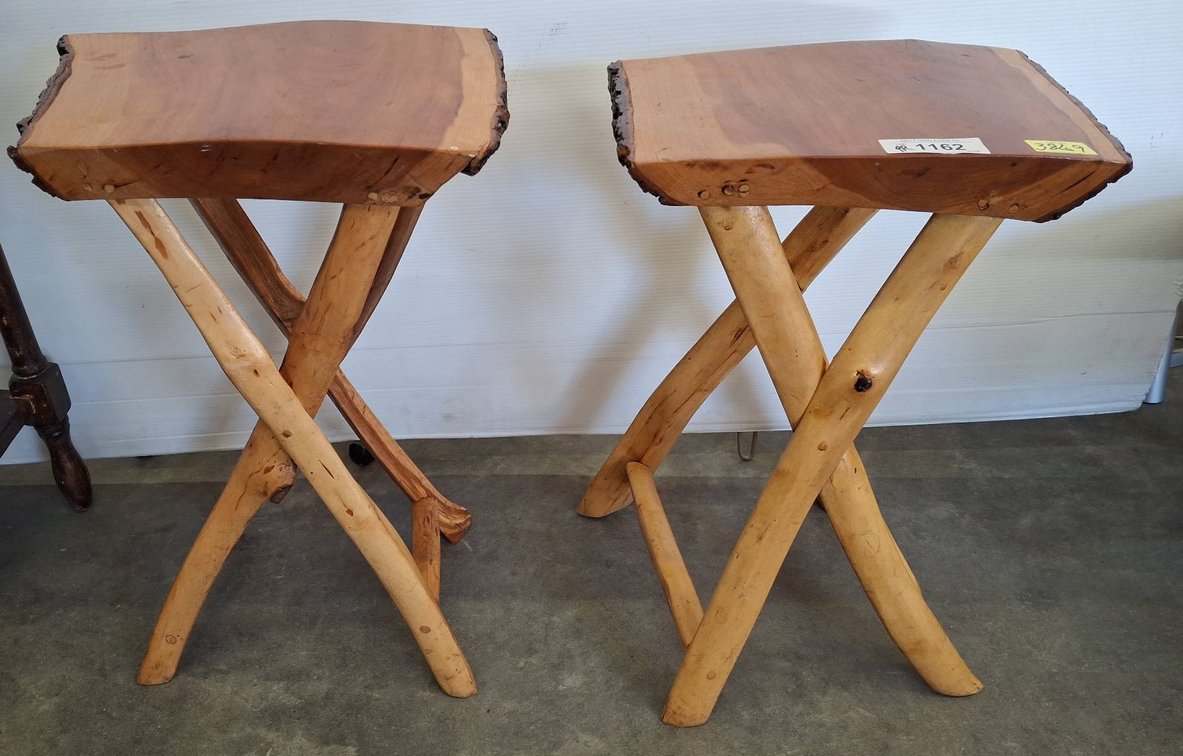 Wood Live Edge Side Tables, 23 in. Tall
