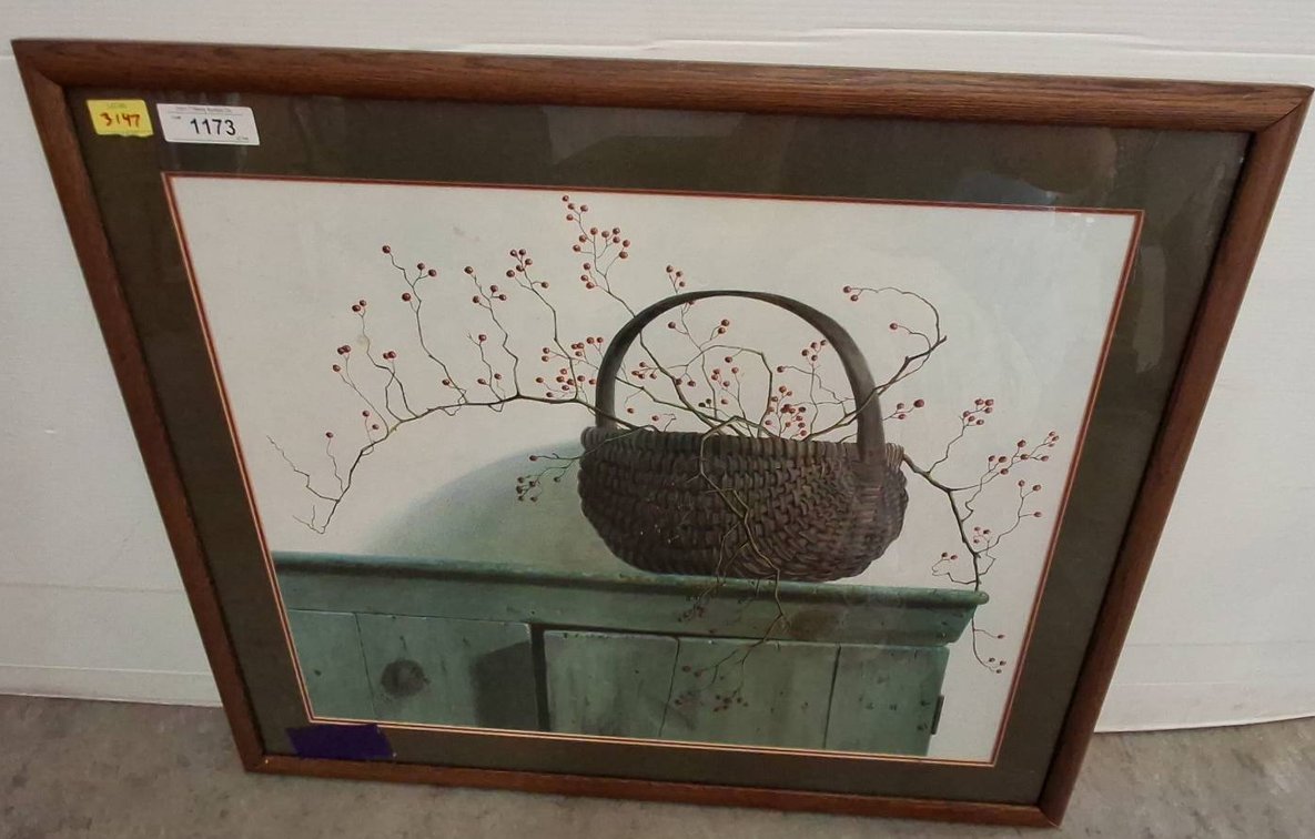 Framed Print of Basket Still Life, 34x29 Inches
