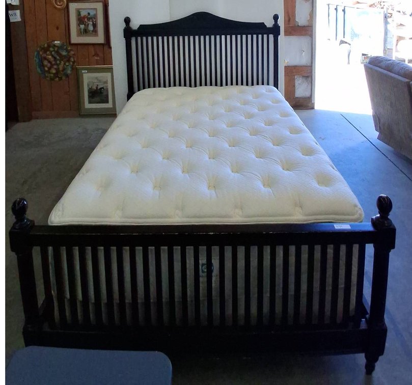Sealy Queen Mattress With Black Wooden Bed Frame