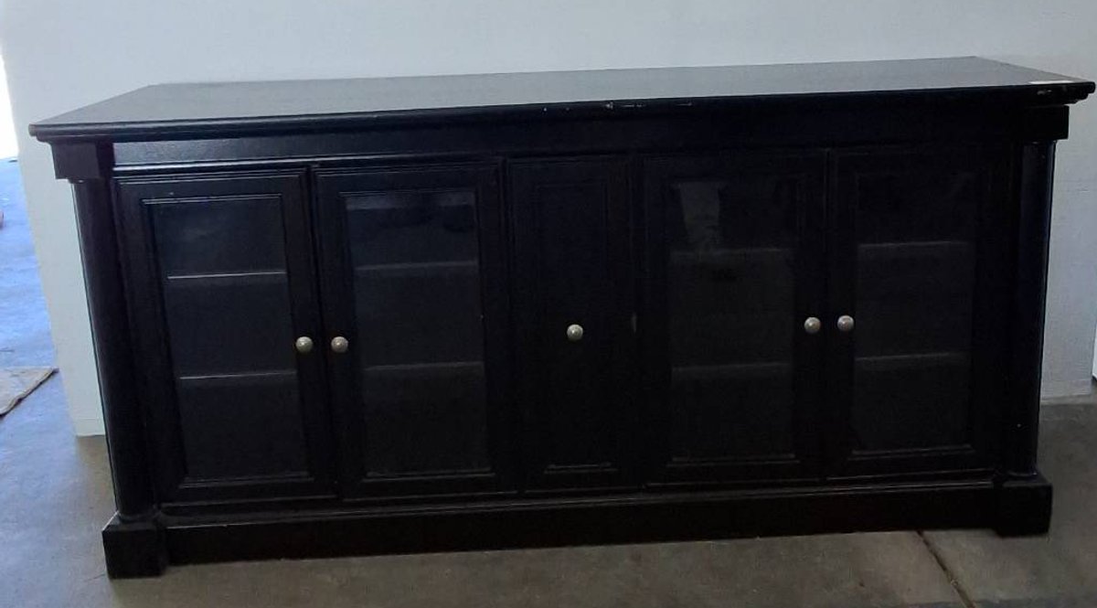 Black Wood Cabinet With Glass Doors 70x20x33