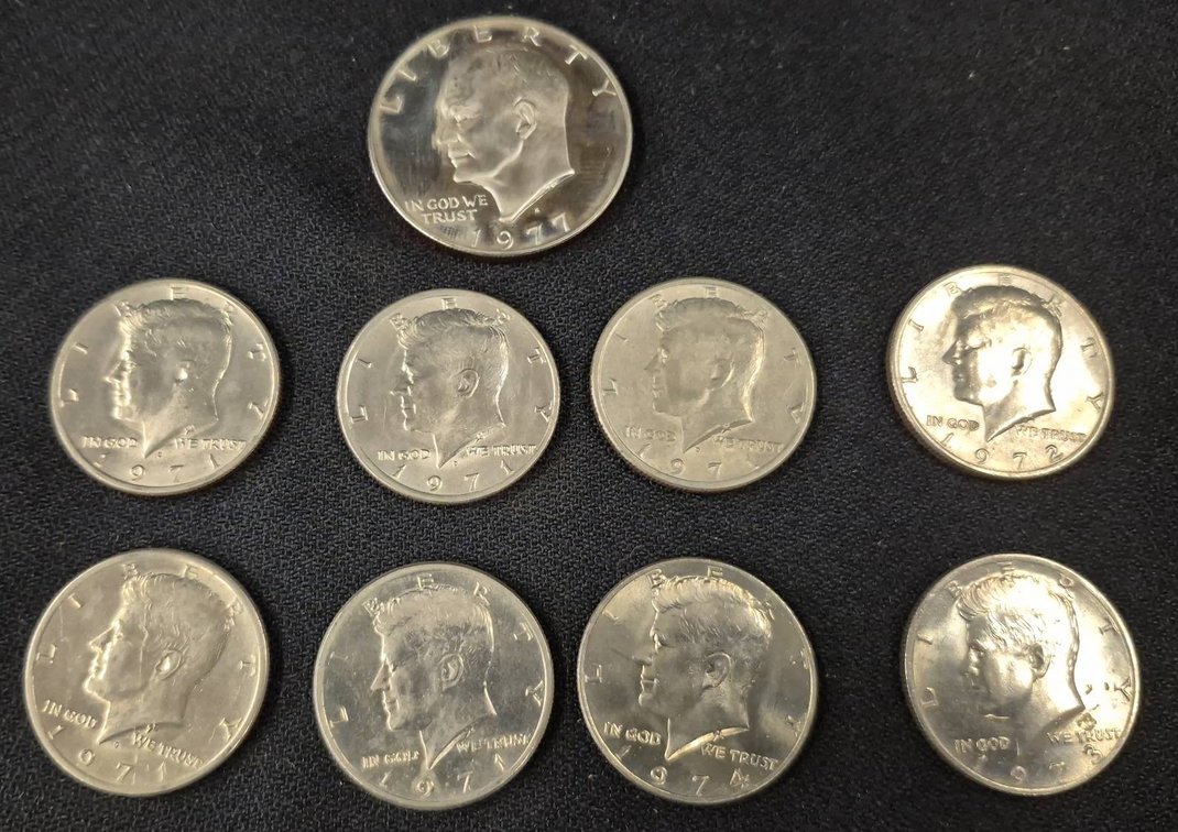1971-74 Kennedy Halves & 1977-S Eisenhower Coin
