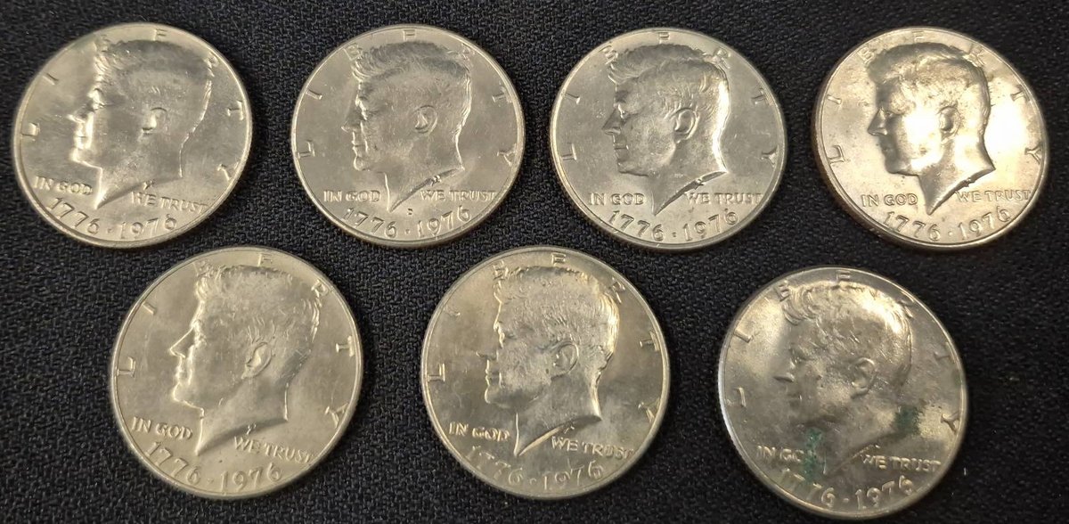 7 Bicentennial Kennedy Half Dollar Coins 1776-1976