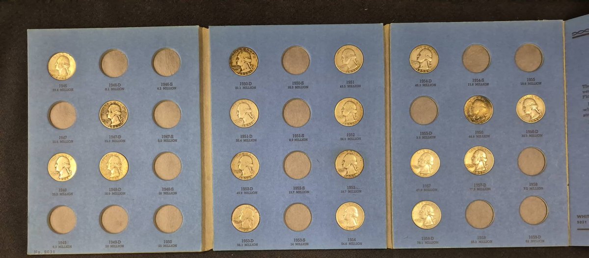 18 Silver Washington Quarters in Coin Album