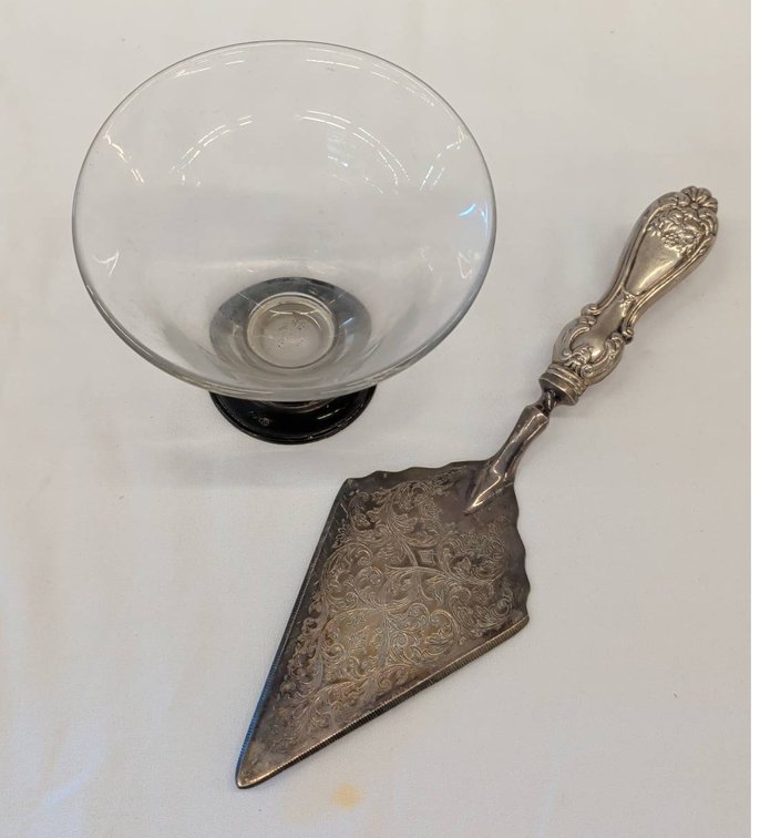 Glass Dessert Dish and Ornate Pie Server