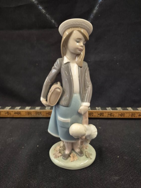 Lladro Porcelain Girl With Basket Figurine