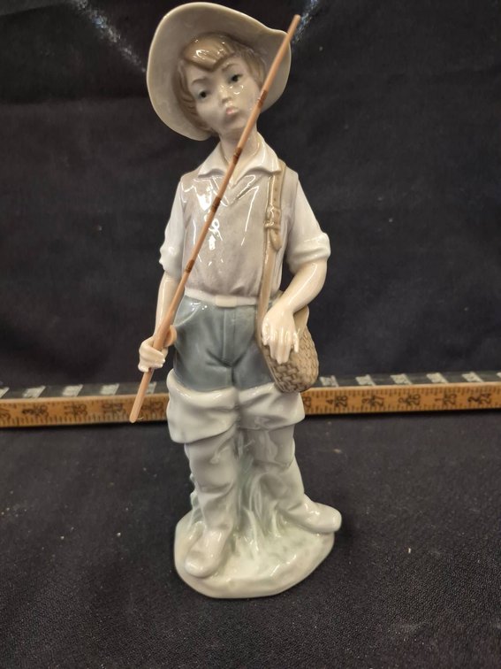 Lladro Porcelain Fishing Boy Figurine Spain