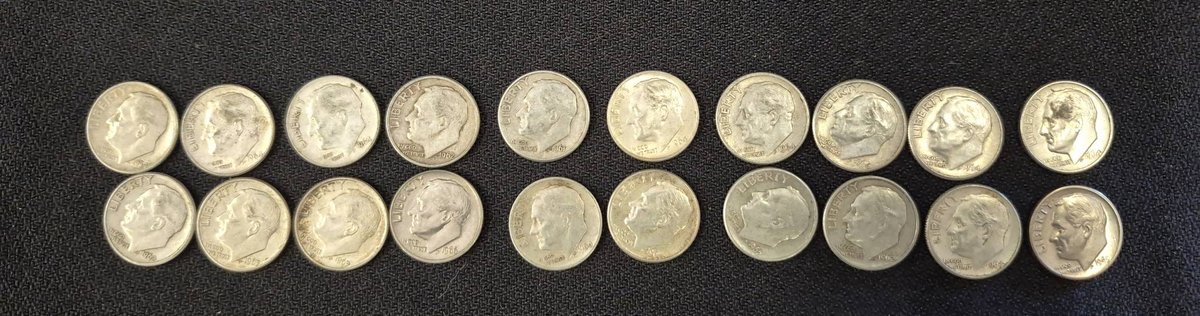 20 U.S. Pre-1965 Roosevelt Silver Dimes